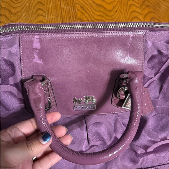 Coach Madison Sabrina Satchel Handbag in Purple Op Art *Flawed* - Picture 11 of 15